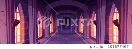 Ancient palace or castle corridor interior 101677467