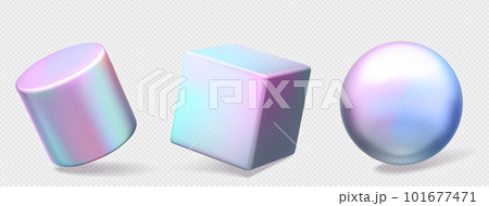 3d abstract hologram figures of geometric shapes 101677471