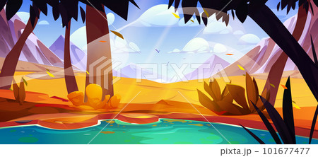 Autumn mountain with lake orange nature landscape 101677477