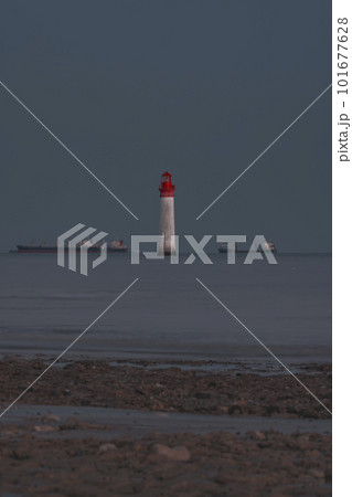 Phare de Chauvea near Ile de Re with ships to La Rochelle, Pays de la Loire, France 101677628