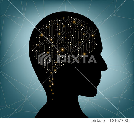 Silhouette of a human head with a circuit boardのイラスト素材 [101677983] - PIXTA