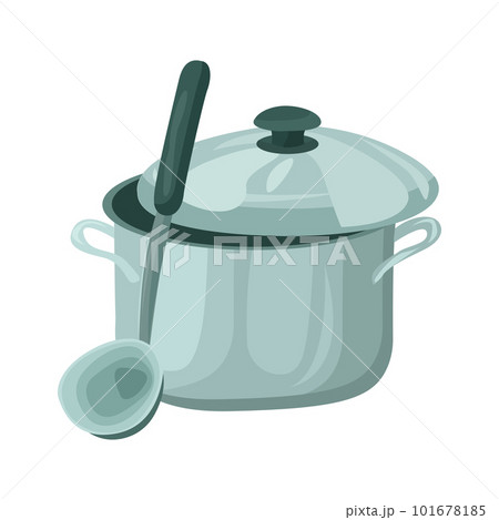 Saucepan and ladle illustration in color cartoon style. Editable vector graphic design. Saucepan and ladle illustration in color cartoon style. Editable vector graphic design. 101678185