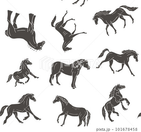 Vector seamless pattern of hand drawn horse Vector seamless pattern of hand drawn horse 101678458