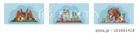 Toxic waste from human set. Industries create pollution and cities affected by pollution. Climate change cycle Toxic waste from human set. Industries create pollution and cities affected by pollution. Climate change cycle 101681428