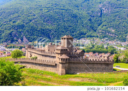 Montebello Castle in Bellinzona, Switzerland. UNESCO World Heritage Site 101682154