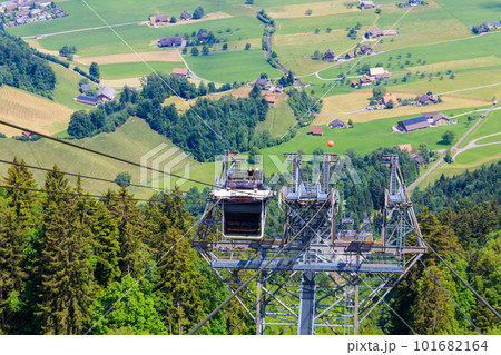 Gondola of Stanserhorn cabrio cable car to Stanserhorn mountain in Switzerland Gondola of Stanserhorn cabrio cable car to Stanserhorn mountain in Switzerland 101682164