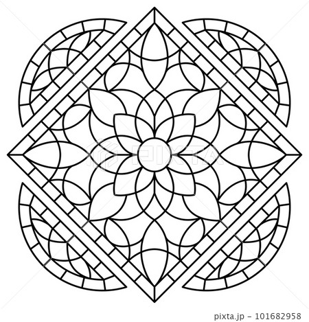 Stained-glass window in gothic style. Medieval mosaic tile texture. Stained-glass window in gothic style. Medieval mosaic tile texture. 101682958