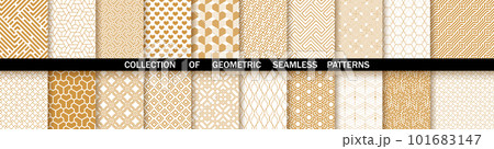 Geometric set of seamless gold and white patterns. Simpless vector graphics Geometric set of seamless gold and white patterns. Simpless vector graphics 101683147