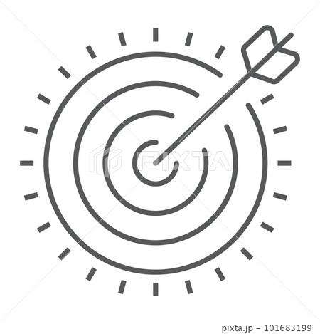 Target thin line icon, development and business, dartboard sign vector graphics, a linear pattern on a white background, eps 10. 101683199
