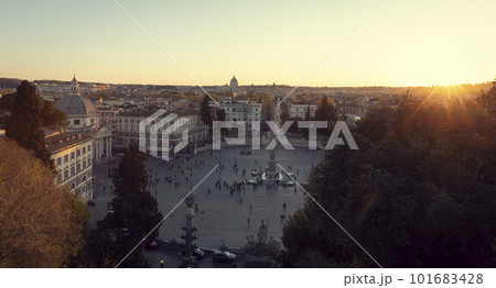 Skyline of Rome city with view on Piazza del Popolo, Italy 101683428
