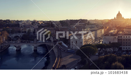 Panorama of Rome and Vatican city at sunset, Italy Panorama of Rome and Vatican city at sunset, Italy 101683438