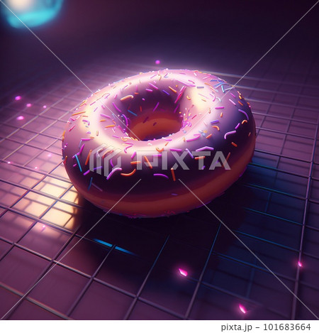 Sweet donut photo on abstract background. Delicious take out glazed pastry. Morning snack. AI generated photorealistic 3d illustration of deliciuos donut. Sweet donut photo on abstract background. Delicious take out glazed pastry. Morning snack. AI generated photorealistic 3d illustration of deliciuos donut. 101683664