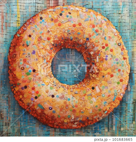 Sweet donut illustration on abstract background. Delicious take out glazed pastry. Morning snack. AI generated realistic illustration of deliciuos donut. Sweet donut illustration on abstract background. Delicious take out glazed pastry. Morning snack. AI generated realistic illustration of deliciuos donut. 101683665