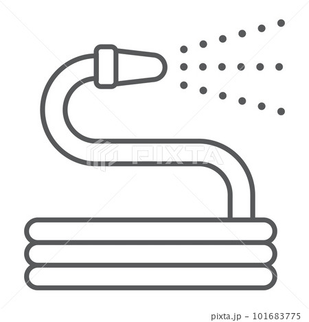 Garden hose thin line icon, farming and agriculture, water hose sign vector graphics, a linear pattern on a white background, eps 10. 101683775