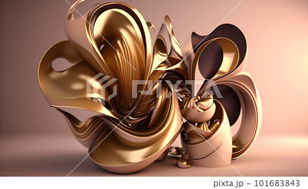 Metallic golden swirls morphing abstract fluid art 101683843
