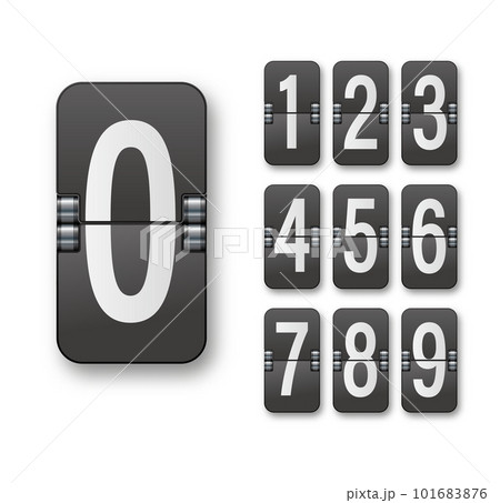 Clock countdown display. Set numbers flip watch. Black and white date counter flip display isolated on white background Clock countdown display. Set numbers flip watch. Black and white date counter flip display isolated on white background 101683876