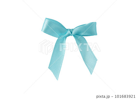 Light blue satin ribbon bow isolated on white 101683921