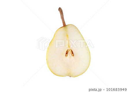 Pear Rocha half cut fruit isolated on white Pear Rocha half cut fruit isolated on white 101683949