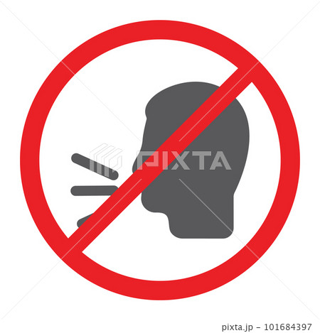 No talking glyph icon, prohibited and warning, do not speak sign, vector graphics, a solid pattern on a white background, eps 10. 101684397