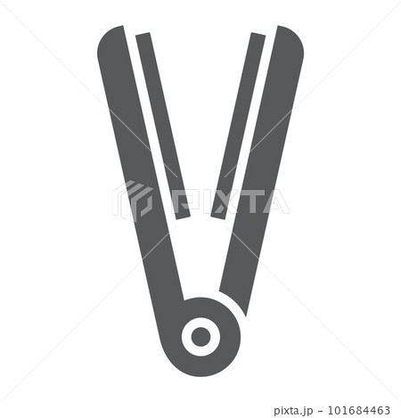 Styling iron glyph icon, hairstyle and appliance, hair straightener sign, vector graphics, a solid pattern on a white background, eps 10. Styling iron glyph icon, hairstyle and appliance, hair straightener sign, vector graphics, a solid pattern on a white background, eps 10. 101684463
