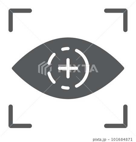 Eye scan glyph icon, access and identification, retina scan sign, vector graphics, a solid pattern on a white background, eps 10. Eye scan glyph icon, access and identification, retina scan sign, vector graphics, a solid pattern on a white background, eps 10. 101684871