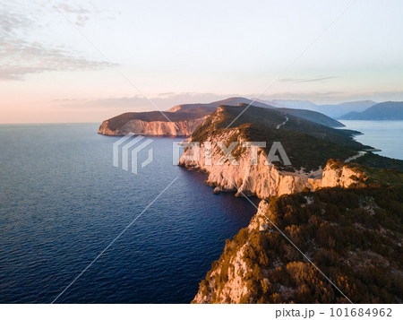 aerial view of Lefkada island lighthouse at the cliff aerial view of Lefkada island lighthouse at the cliff 101684962