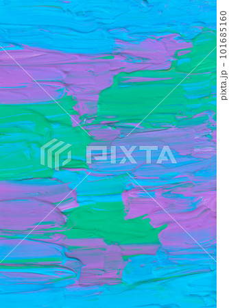 Abstract faded blue, purple and green background. Textured minimalist backdrop. Brush strokes on paper. Contemporary art 101685160