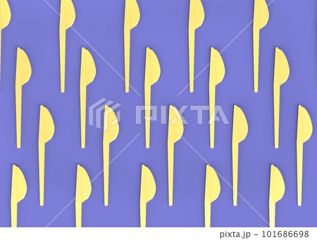 Set of disposable utensils like knife on monochrome background. 101686698