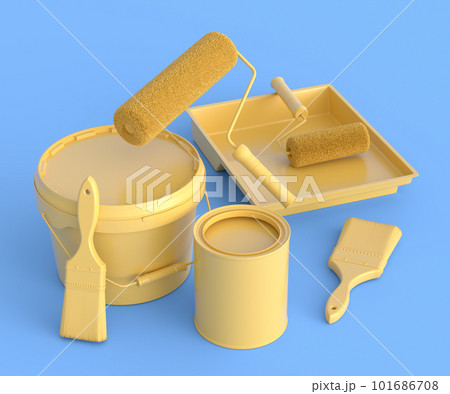 Set of safety helmet, bucket with paint rollers...のイラスト素材 