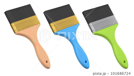 Set of paint bristle brushes for repair work and construction on white. Set of paint bristle brushes for repair work and construction on white. 101686724