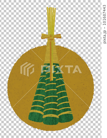 和皿にのせた束ねた粽のイラスト_水彩ちぎり絵風_ベクター 和皿にのせた束ねた粽のイラスト_水彩ちぎり絵風_ベクター 101687443