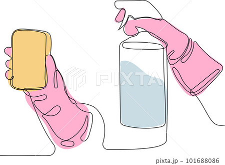 Home cleaning service landing page design concept, illustration of janitors with cleaning tools. Vector illustration 101688086