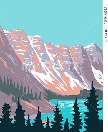 Moraine Lake in Banff National Park Alberta Canada WPA Poster Art 101688420