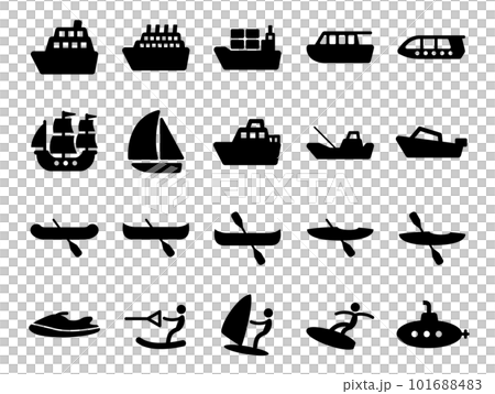 水上交通和水上休閒圖標集_黑色固體 水上交通和水上休閒圖標集_黑色固體 101688483