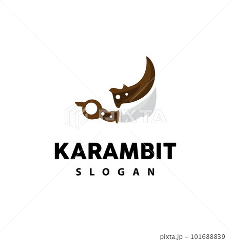 Kerambit Logo, Indonesia Fighting Weapon Vector, Ninja Fighting Tool Simple Design, Template Illustration Symbol Icon 101688839
