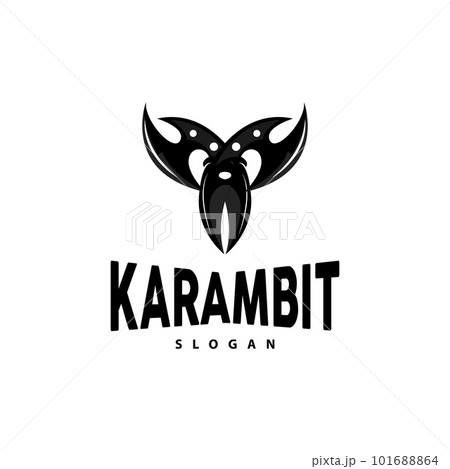 Kerambit Logo, Indonesia Fighting Weapon Vector, Ninja Fighting Tool Simple Design, Template Illustration Symbol Icon 101688864