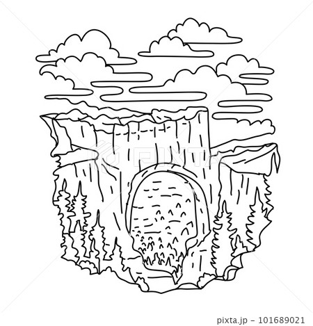 Natural Bridge in Bryce Canyon National Park Utah Monoline Line Art Drawing 101689021