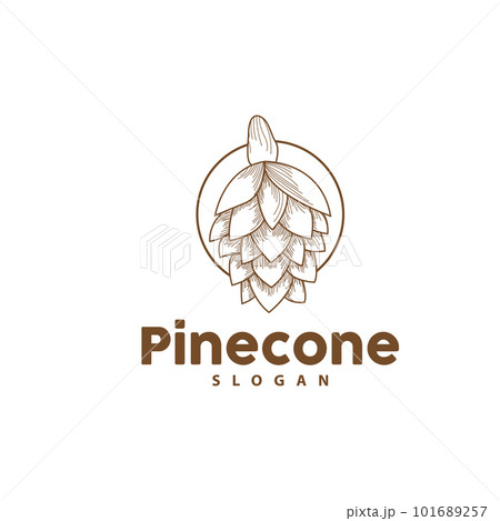 Pine Cone Logo, Elegant Luxury Pine Simple Design, Tree Acorn Icon Vector, Product Brand Illustration Pine Cone Logo, Elegant Luxury Pine Simple Design, Tree Acorn Icon Vector, Product Brand Illustration 101689257
