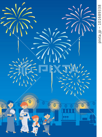 花火を見る家族のイラスト 花火を見る家族のイラスト 101689338