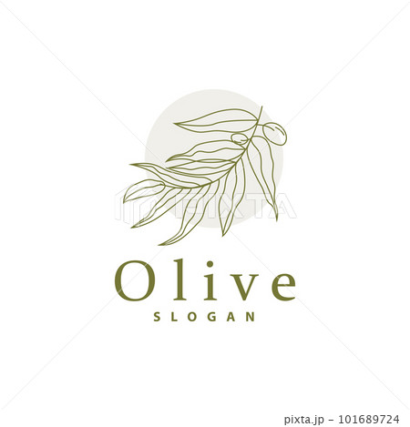 Olive Oil Logo, Olive Leaf Plant Herbal Garden Vector, Simple Elegant Luxurious Icon Design Template illustration 101689724
