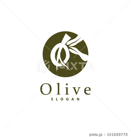 Olive Oil Logo, Olive Leaf Plant Herbal Garden Vector, Simple Elegant Luxurious Icon Design Template illustration Olive Oil Logo, Olive Leaf Plant Herbal Garden Vector, Simple Elegant Luxurious Icon Design Template illustration 101689770