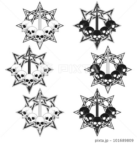 Vector design of skulls with sword and star Vector design of skulls with sword and star 101689809