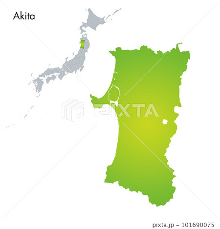秋田県と日本列島地図