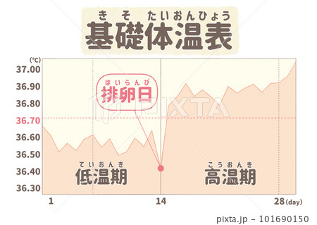 高温期が続く摂氏の基礎体温表のイラスト 101690150