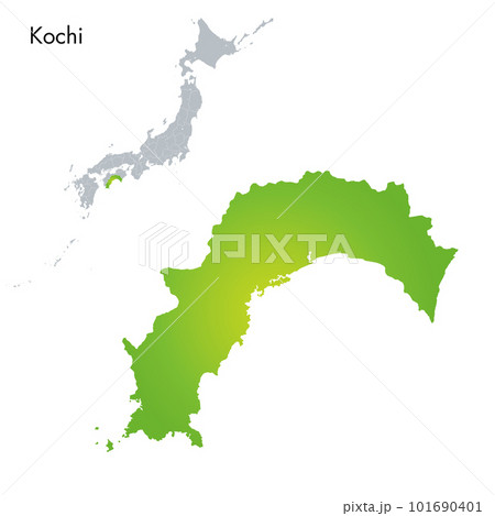 高知県と日本列島地図