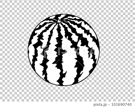 シンプルな丸ごとスイカの線画イラスト シンプルな丸ごとスイカの線画イラスト 101690740