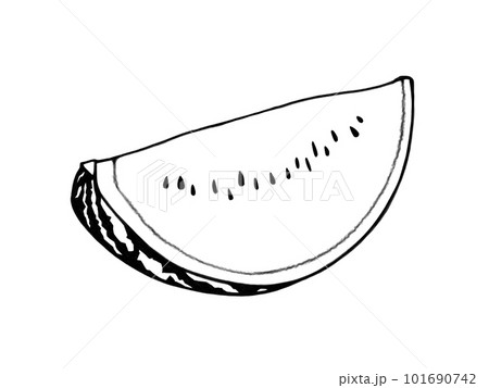 カットされたシンプルなスイカの線画イラスト 101690742