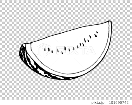 カットされたシンプルなスイカの線画イラスト 101690742