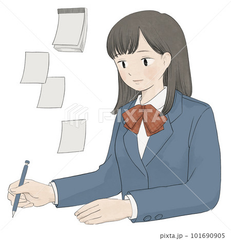 勉強する女子高生のイラスト 勉強する女子高生のイラスト 101690905