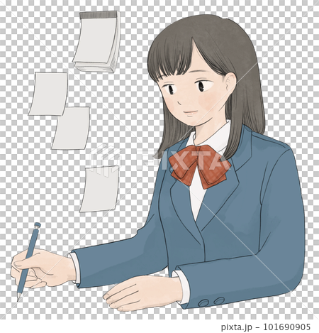 勉強する女子高生のイラスト 勉強する女子高生のイラスト 101690905